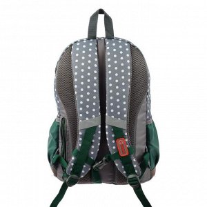 Рюкзак молодёжный, Merlin, 43 x 30 x 18 см, эргономичная спинка, серый/зелёный