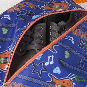 Сумка для обуви, отдел на молнии, цвет синий/оранжевый