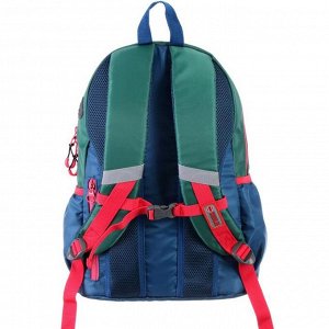 Рюкзак молодёжный, Merlin, 43 x 30 x 18 см, эргономичная спинка, зелёный/синий