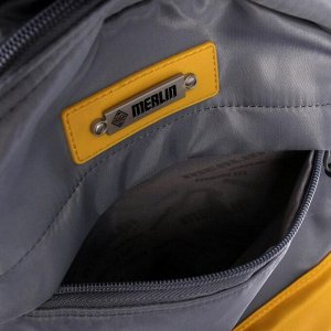 Рюкзак молодёжный, Merlin, 43 x 30 x 18 см, эргономичная спинка, серый/жёлтый