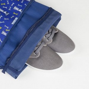 Мешок для обуви, отдел на шнурке, наружный карман на молнии, цвет синий