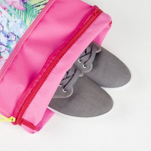 Мешок для обуви, отдел на шнурке, наружный карман на молнии, цвет розовый