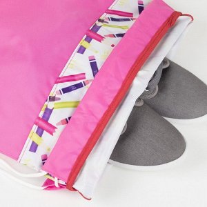 Мешок для обуви, отдел на шнурке, цвет розовый/белый