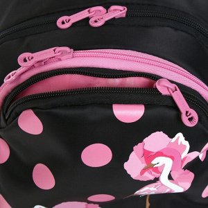 Рюкзак молодёжный с эргономичной спинкой Grizzly, 40 х 29 х 20, для девочек, чёрный/розовый