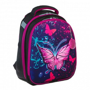 Рюкзак каркасный , 3D-рисунок, 38 х 30 х 16, «Неоновая бабочка», фиолетовый