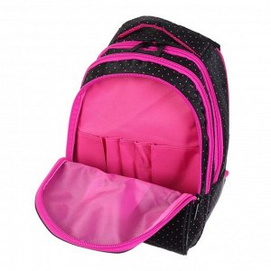 Рюкзак школьный Hatber Sreet 42 х 30 х 20, для девочки LOVE + сумка-шоппер, чёрный/сиреневый