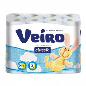 Туалетная бумага "Linia Veiro Classic" 2х-слойная, 24шт./уп. (белая)