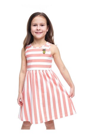 #103330 Платье персиковый/белый