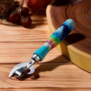Нож консервный с деревянной ручкой &quot;Зима&quot;, лак, с заклепками