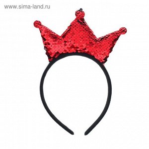 Ободок карнавальный Корона с пайетками цвет красный