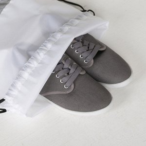 Мешок для обуви, отдел на шнурке, светоотражающая полоса, цвет белый