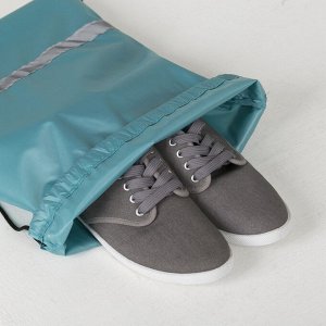 Мешок для обуви, отдел на шнурке, светоотражающая полоса, цвет бирюзовый