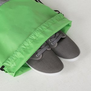 Мешок для обуви, отдел на шнурке, светоотражающая полоса, цвет зелёный