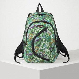 Рюкзак школьный, отдел на молнии, 2 наружных кармана, 2 боковых сетки, цвет зелёный