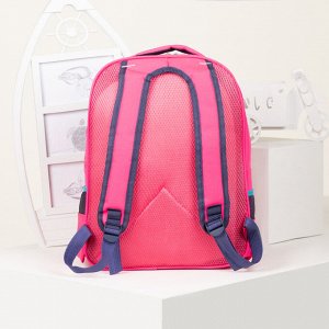 Рюкзак школьный, 2 отдела на молниях, 2 наружных кармана, 2 боковых кармана, цвет синий/розовый