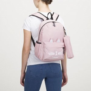 Рюкзак школьный, отдел на молнии, наружный карман, 2 боковых кармана, футляр, цвет розовый