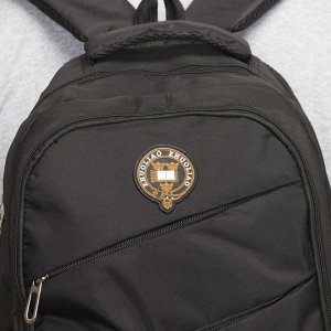 Рюкзак школьный, 2 отдела на молниях, 2 наружных кармана, 2 боковых кармана, дышащая спинка, цвет чёрный