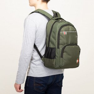 Рюкзак школьный, 2 отдел на молниях, 2 наружных кармана, 2 боковых кармана, дышащая спинка, цвет зелёный