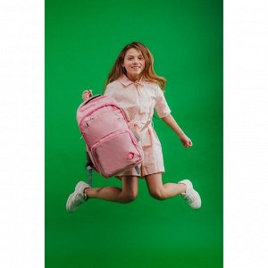 Рюкзак школьный, 2 отдела на молниях, 2 наружных кармана, 2 боковых кармана, дышащая спинка, цвет розовый