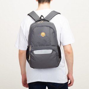 Рюкзак школьный, отдел на молнии, 2 наружных кармана, 2 боковых кармана, дышащая спинка, цвет серый