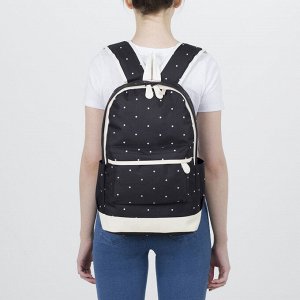 Рюкзак школьный, отдел на молнии, 2 наружных кармана, 2 боковых кармана, USB, с пеналом и сумкой, цвет чёрный