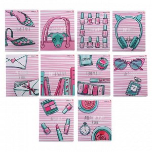 Комплект предметных тетрадей 48 листов Girls only, 10 предметов со справочными материалами, обложка мелованный картон, ламинация Soft Touch, фольгак