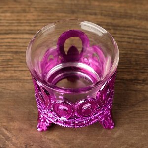 Подсвечник пластик, стекло на 1 свечу &quot;Капельки&quot; розовый 7х6х6 см