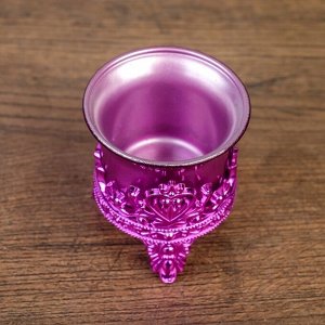 Подсвечник пластик, стекло "Цветок лотоса" фиолет 6,5х6х6 см