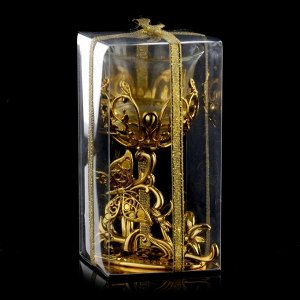 Подсвечник пластик, стекло "Бабочка" золото 12х7,5х6 см