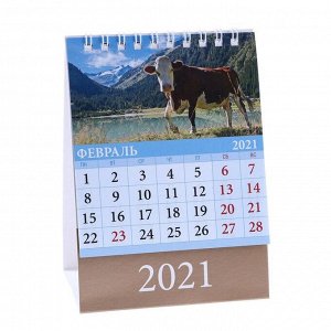 Календарь настольный, домик "Символ года. Вид 2" 2021 год, 10х14 см