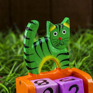 Вечный календарь настольный «Котик», 7x4x11 см, дерево