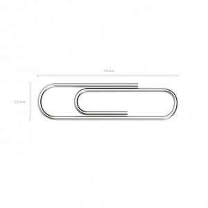 Скрепки канцелярские 33 мм, без покрытия, 100 штук, Erich Krause