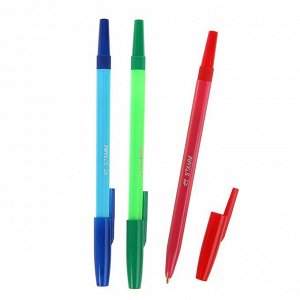 Набор ручек шариковых микс 3 цвета «Стамм» 049, узел 1.0 мм, чернила: синие, красные, зелёные, европодвес