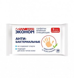 Эконом smart Влажные салфетки  д/всей семьи с антибактер. эффектом 20шт/96/30518