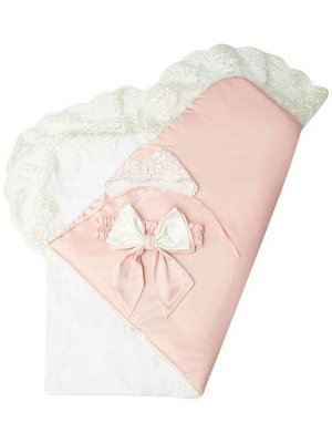 Зимний конверт-одеяло на выписку "Принцесса" (розовый с молочным кружевом)