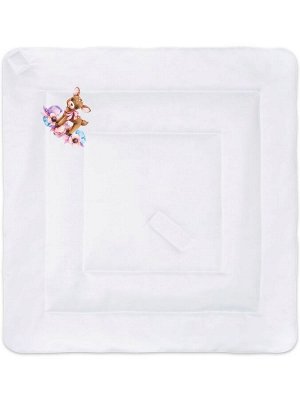 Зимний конверт-одеяло на выписку "Оленёнок" (белое, принт без кружева)