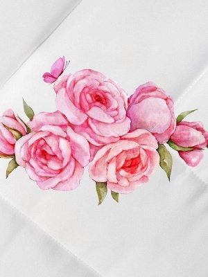 Конверт-одеяло на выписку "Розы" (белое, принт без кружева)