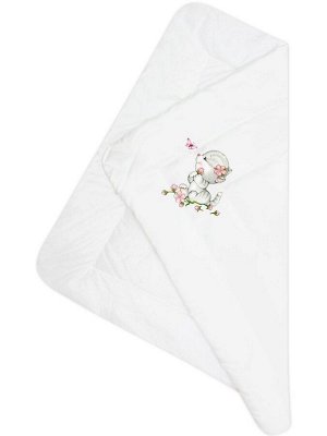Конверт-одеяло на выписку "Киска с бабочкой" (белое, принт без кружева)