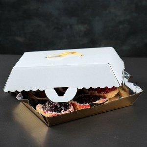 Коробка для пирожных, BON BON, премиум, золотое основание, 23 x 14,5 x 10 см