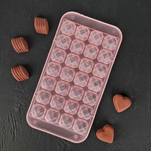 Форма для льда и шоколада «Сапфир», 28 ячеек, 24x12,7x2 см, цвет МИКС