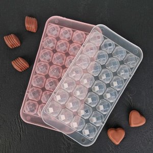 Форма для льда и шоколада «Сапфир», 28 ячеек, 24x12,7x2 см, цвет МИКС