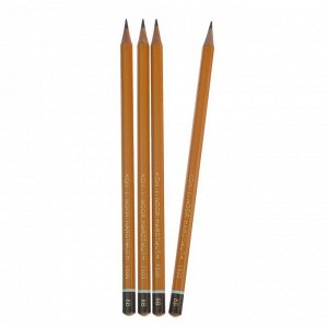 Набор профессиональных чернографитных карандашей 4 штуки Koh-I-Noor 1500 B8, заточенные (1161789)
