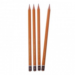 Набор профессиональных чернографитных карандашей 4 штуки Koh-I-Noor 1500 H4, заточенные (2334229)