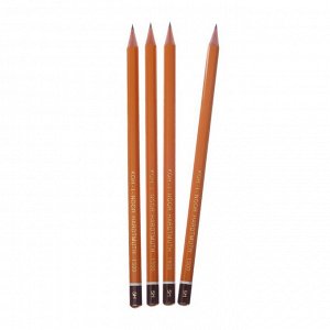 Набор профессиональных чернографитных карандашей 4 штуки Koh-I-Noor 1500 5Н, лакированный корпус (3098861)