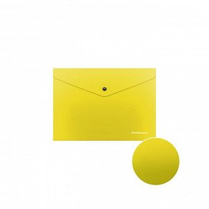 Папка-конверт на кнопке А5+ (239х189 мм), 180 мкм, ErichKrause Glossy Neon, глянцевая, полупрозрачная, микс