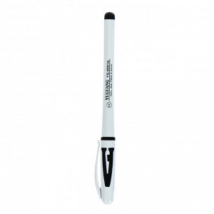 Ручка гелевая, 0.5 мм, чёрная, корпус белый, с резиновым держателем