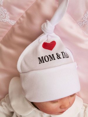 Пеленка-кокон "I Love Mom and Dad" с шапочкой