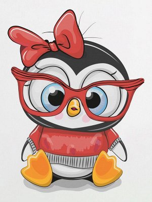 Шапочка с принтом "Пингвиночка в очках"