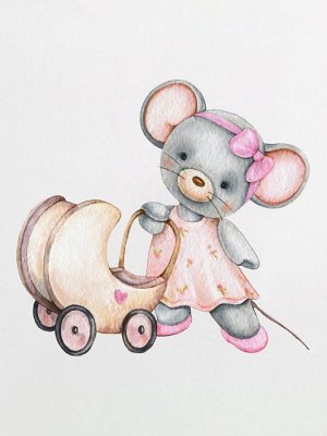 Трикотажная пеленка "Мышка с коляской"