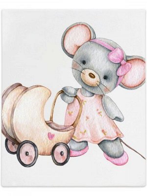 Трикотажная пеленка "Мышка с коляской"